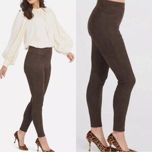Spanx‎ Leggings Faux Suede Brown Style 20322R Shapewear Size Small